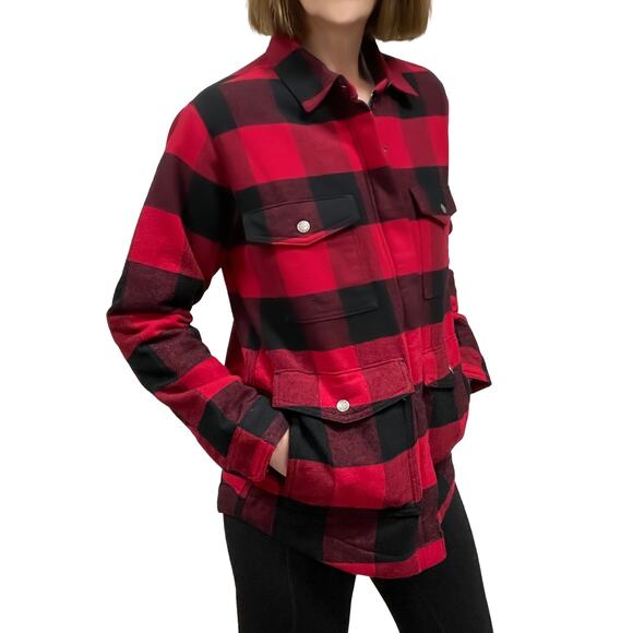 Dickies Flannel Chore Coat Sz S New $80 Red Plaid Fleece-Lined Jacket Shacket - Picture 2 of 12